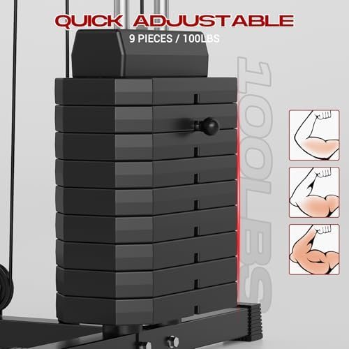 Multifunctional Home Gym Machine - Full Body Workout Station with 100LB Weight Stack, LAT Pulldown, Chest Press & Leg Extension, Compact Strength Training Equipment for Home Use - Image 4