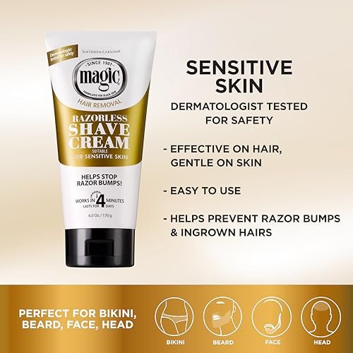 SoftSheen-Carson Magic Razorless Shaving Cream, Depilatory Hair Removal Cream, Works in 4 Minutes for Coarse, Curly Hair, 6 Oz - Image 2