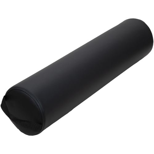 ForPro Full Round Bolster Pillow, Black, Oil and Stain-Resistant, for Massage and Yoga, 6” R x 26” L