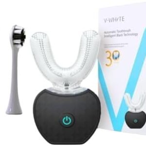 V-WHITE Ultrasonic U-Shaped Toothbrush for Teeth Whitening, Electric Toothbrush For Adults - 360° Mouth Cleansing, Hands Free Gums Protection - Wireless Charging & LED Light -Waterproof IPX7 Certified