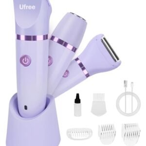 Ufree Bikini Trimmer Electric Razors for Women, Rechargeable Pubic Body Hair Trimmer Electric Shaver for Legs Body Hair, Bikini Shaver IPX7 Waterproof, Gifts for Women, Purple