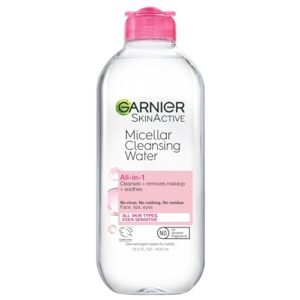 Garnier Micellar Water, Hydrating Facial Cleanser & Makeup Remover, Suitable for Sensitive Skin, Vegan, Cruelty Free, 13.5 Fl Oz (400mL), 1 Count