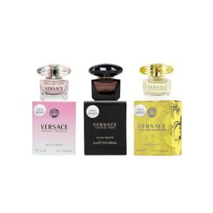 Versace Perfume for Women Variety 3-Piece Mini Gift Set – Yellow Diamond, Crystal Noir, Bright Crystal