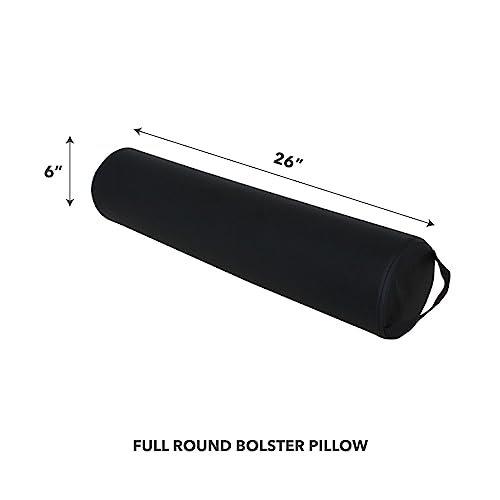 ForPro Full Round Bolster Pillow, Black, Oil and Stain-Resistant, for Massage and Yoga, 6” R x 26” L - Image 2