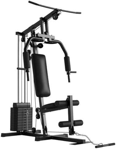 Multifunctional Home Gym Machine - Full Body Workout Station with 100LB Weight Stack, LAT Pulldown, Chest Press & Leg Extension, Compact Strength Training Equipment for Home Use