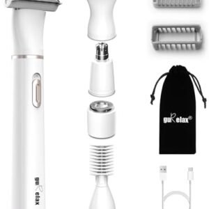 Gurelax Electric Body Hair Trimmer - Groin Trimmer for Men - Bikini Trimmer Women - 5-in-1 Lady Shaver Groomer, IPX7 Waterproof Razor Heads&USB Recharge with Travel Bag