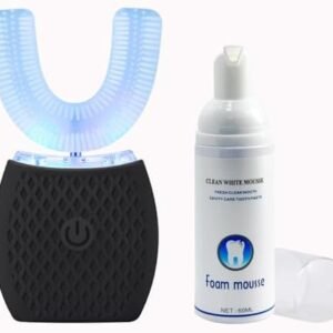 MAYBUY Ultrasonic Automatic Toothbrush for Adult, 360° Electric Sonic Toothbrush Teeth Whitening Kit with Automatic Timer, Wireless Charging Washable Travel Or Home (Black, 1)