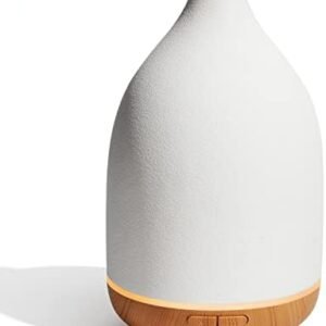 InnoGear Oil Diffuser, 150ML Ceramic Diffuser for Essential Oils Handcrafted Aromatherapy Diffuser Ultrasonic Cool Mist Humidifier with 2 Mist Modes Waterless Auto Off for Room Office, White