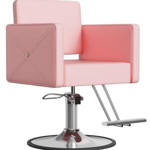 Barber Salon Chairs for Hair Stylist, Height Adjustable Hydraulic Salon Chair, 360 Degrees Rotation, Multi-Function Shampoo Chair for Home Barbershop, Pink