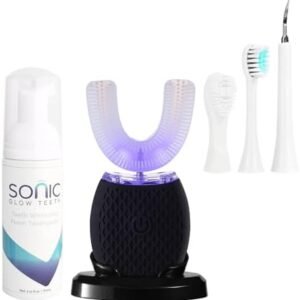 Ultrasonic Toothbrush for Adults - Automatic Electric Toothbrush with Soft Bristles & 30s Timer Rechargeable Portable Design with Wireless Charging Waterproof & Washable for Travel & Home Use (Black)