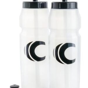 Cannon Sports 1 Liter Sports Water Bottle, BPA-Free, 34 Oz Capacity, Large Mouth, 2 lids (Straw and Squeeze), Great For Helmet Sports Such As Hockey, Lacrosse, Football, Boxing (2 Pack) (Clear)