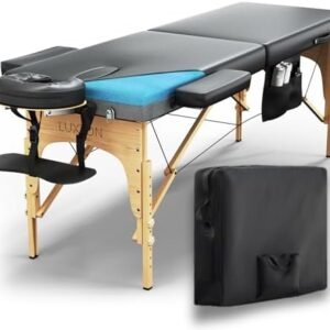 Luxton Home Memory Foam Massage Table Premium Portable Foldable Massage Bed Height Adjustable 72 Inches Long 27 Inches Wide Home Salon Spa Bed Tattoo Table with Accessories & Carrying Case Easy Set Up