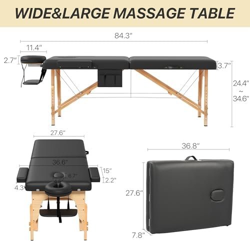 KCC Memory Foam Massage Table Premium Portable Foldable Massage Bed Height Adjustable, 84 Inches Long 28 Inchs Wide Home Salon Spa Bed Tattoo Table with Accessories &Carrying Case, Easy Set Up - Image 3
