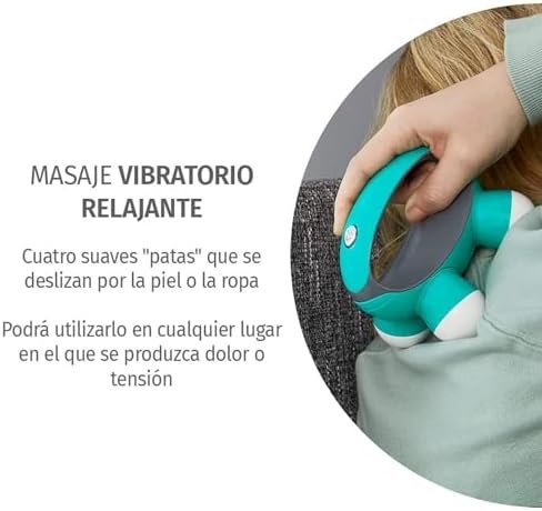 Homedics, Quatro Mini Hand-Held Massager with Hand Grip, Battery Operated Vibration Massage, 4 Massage Nodes, Powered by 2 AAA Batteries (Included), Assorted Colors - Image 4