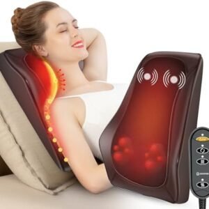 COMFIER Back Massager with Heat, Deep Tissue Shiatsu Neck and Back Massager for Pain Relief, Chair Use Massager Pillow with Adjustable Flap, Ideal Gift for Women Men