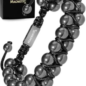 MagnetRX® Magnetic Hematite Bracelet – MAX Strength Magnetic Stones – Beaded Magnetic Bracelets for Men and Women (Double Strength 8mm)