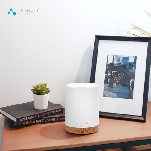ASAKUKI 300ML Essential Oil Diffuser, Quiet 5-in-1 Premium Humidifier, Home Fragrance Aroma Diffuser with 7 LED Color Changing Light and Auto-Off Switch -Light Brown - Image 6