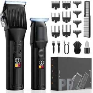 Professional Hair Clippers for Men Cordless Trimmers Kit with LED Display Electric Beard Trimmer for Kid Cordless Beards Trimmer Haircut Grooming Kit Gift for Men Women Barber Kids (Black)