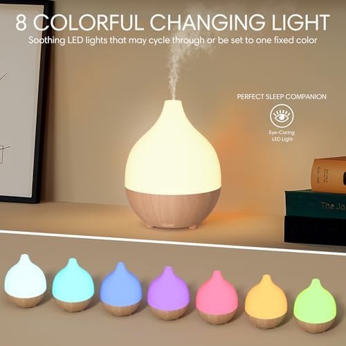 SALKING Essential Oil Diffuser (Set of 2), 100ml Small Aromatherapy Diffuser with Auto Shut-Off, Ultrasonic Diffusers for Essential Oils, Cool Mist Humidifier with Warm White Lights, for Office Home - Image 2