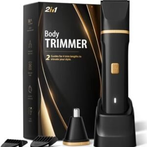 Electric Razor for Men, IPX7 Waterproof Versatile Shaver for Temple, Groin, Nose, Ear Hairs, Beard, Body Hair Trimmer for Men, Painless Grooming Kit with 2 Replaceable Ceramic Blade Heads