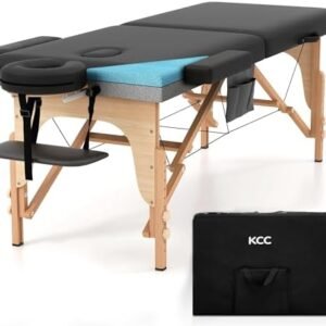 KCC Memory Foam Massage Table Premium Portable Foldable Massage Bed Height Adjustable, 84 Inches Long 28 Inchs Wide Home Salon Spa Bed Tattoo Table with Accessories &Carrying Case, Easy Set Up