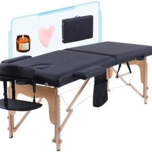 Portable Massage Table,84 Inch Massage Tables Portable with Side Pocket and Towel Rack Adjustable Height Lash Bed Massage Bed Tattoo Table Esthetician Bed for Eyelash Tattoo Spa,Black