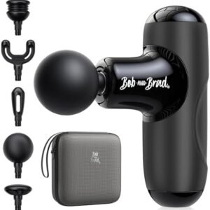 BOB AND BRAD Q2 Mini Massage Gun, Pocket-Sized Deep Tissue Massager Gun, Portable Percussion Muscle Massager Gun, Ultra Small & Quiet Muscle Massage Gun with Carry Case, Home Gym Travel, Black