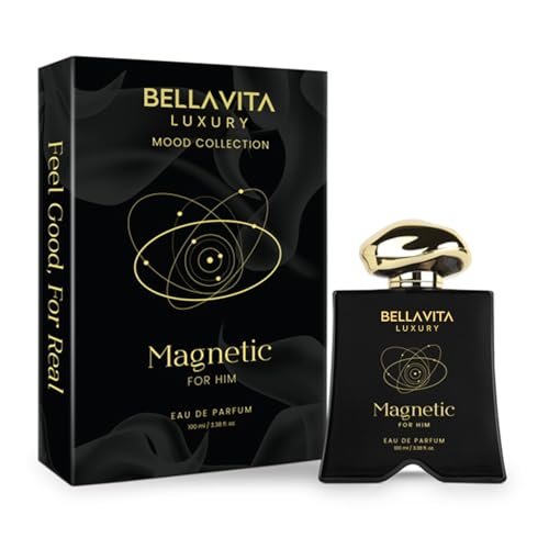 BELLAVITA Luxury Mood Collection MAGNETIC Perfume for Men 100ml | Pheromone Inspired Technology Long Lasting Fragrance | Notes of Grapefruit, Jasmine and Vanilla | Gourmet, Spicy Premium Fragrance