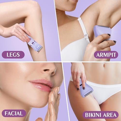 Ufree Bikini Trimmer Electric Razors for Women, Rechargeable Pubic Body Hair Trimmer Electric Shaver for Legs Body Hair, Bikini Shaver IPX7 Waterproof, Gifts for Women, Purple - Image 3