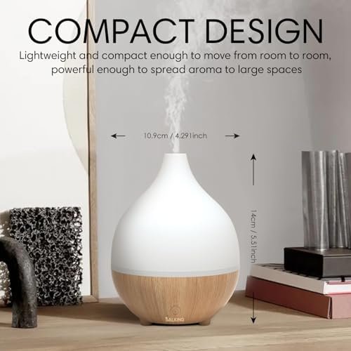 SALKING Essential Oil Diffuser (Set of 2), 100ml Small Aromatherapy Diffuser with Auto Shut-Off, Ultrasonic Diffusers for Essential Oils, Cool Mist Humidifier with Warm White Lights, for Office Home - Image 5