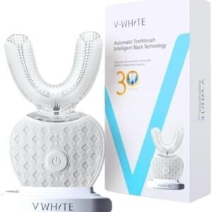V-WHITE Ultrasonic U-Shaped Toothbrush for Teeth Whitening, Electric Toothbrush For Adults - 360° Mouth Cleansing, Hands Free Gums Protection - Wireless Charging & LED Light -Waterproof IPX7 Certified