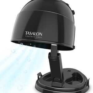 TASALON Portable Hooded Hair Dryer Bonnet, 1875W Height Adjustable Salon Home Hair Dryer with Hood, 3 Heating Settings - Black
