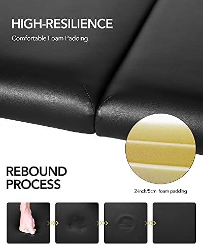 CHRUN Massage Table Portable Lash Bed Wide Massage Bed Beauty Spa Tattoo Face Cradle Height 35Inch Adjustable 2 Fold with Bag Black - Image 8