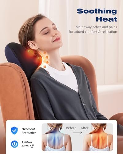 Shiatsu Neck and Back Massager with Heat, Neck and Shoulder Massagers, Deep Tissue Kneading Massage Pillow for Lower Back, Shoulder, Leg Muscle Pain Relief, Relax Gift for Woman Man - Image 2