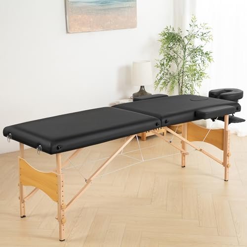 Brelley Massage Table Portable Wooden Lash Bed 24" Wide Adjustable Height 2-Fold Spa Table Foldable Tattoo Bed - Image 9