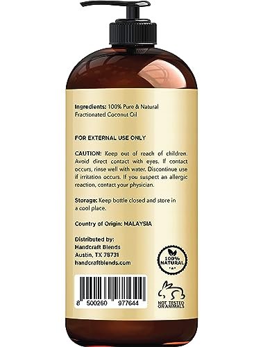 Handcraft Blends Fractionated Coconut Oil - 16 Fl Oz - 100% Pure and Natural - Premium Grade Carrier Oil for Skin, Hair and Body - Massage - Hair Tonic - Image 3