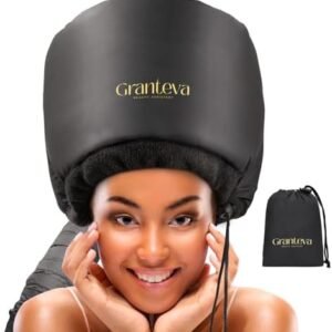 Hooded Hair Dryer Attachment w/A Headband Integrated That Reduces Heat Around Ears & Neck - Hair Dryer Hooded Diffuser Cap for Curly, Speeds Up Drying Time, Deep Conditioning At Home - Portable, Large