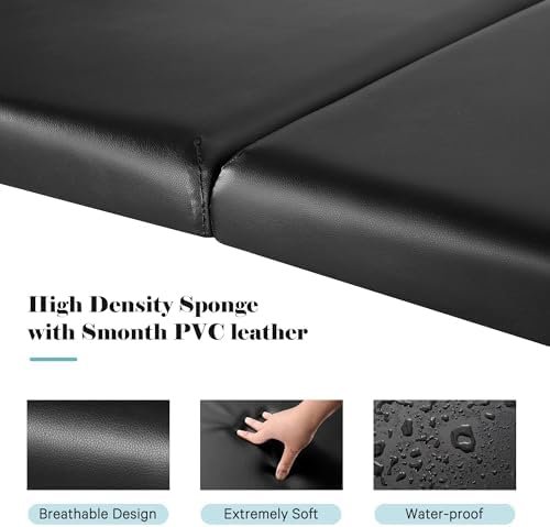 CHRUN Massage Table Portable Lash Bed Wide Massage Bed Beauty Spa Tattoo Face Cradle Height 35Inch Adjustable 2 Fold with Bag Black - Image 6