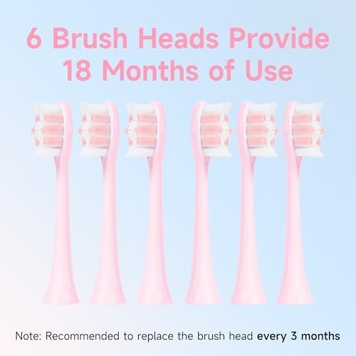 PERECT Ultrasonic Electric Toothbrush with 6 Brush Heads, 5 Modes Electric Toothbrush, Travel Rechargeable Power Toothbrush for Adults with Smart Timer &Travel Case & Soft Picks, IPX7 Waterproof, Pink - Image 7
