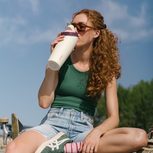 Owala FreeSip Sway Insulated Stainless Steel Water Bottle with Two-Way Spout, Built-In Straw and Bucket Handle, Made for Travel, School, and Sports, 30oz, BPA Free, Leak Proof, Daybreak - Image 7