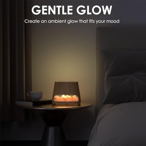 SALKING 2-in-1 Ultrasonic Essential Oil Diffuser & Himalayan Salt Lamp, Aromatherapy Diffuser Cool Mist Humidifier with Auto Off Function, 100% Pure Himalayan Pink Salt Rock, 150ml (Wooden Grain) - Image 5