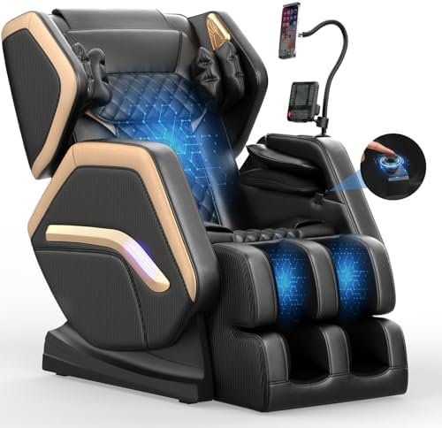Massage Chair Full Body, Zero Gravity Massage Chair 2025 for Back Fatigue with 10 Fixed Rollers, Airbags, Phone Controller, Heating, Bluetooth Speaker, Nightlights for Living Room, Bedroom