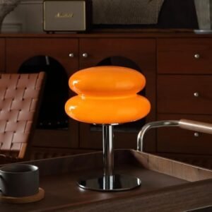 Mushroom Lamp for Bedroom,Mid Century Modern Lamp for Nightstand, Dimmable Retro Egg Tart Bedside Small Lamps,Unique Home Mushroom Decor Aesthetic Cute Table Lamps for Living Room (Orange)