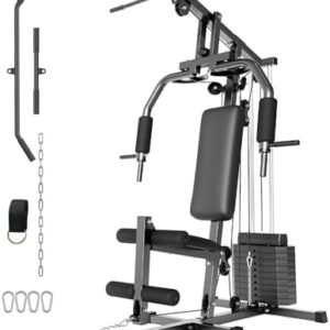 GarveeLife Home Gym Machine System with 100LBS Weight Stack, Multifunctional Weight Machine, Full Body Workout Station Exercise Equipment, All in One Home Gym with Pulley System for Strength Training