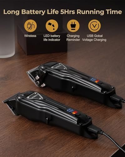 Electric Hair Clippers for Men, Cordless Clipper and Trimmer Set, Clippers for Hair Cutting Kit with Long Battery Life, Hair Grooming Trimmer for Family Kids and Self-Haircut Use - Image 4