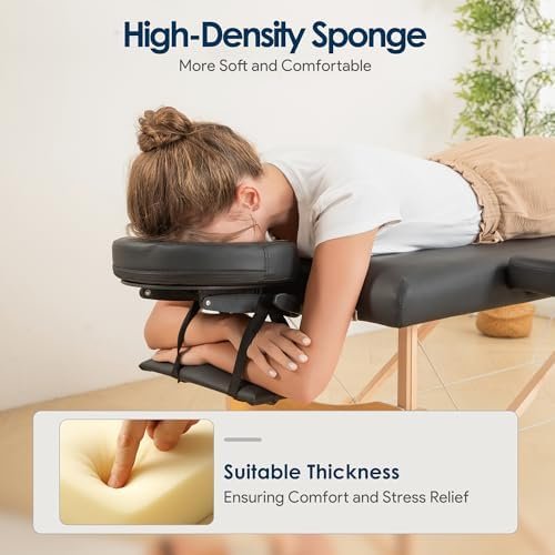 Brelley Massage Table Portable Wooden Lash Bed 24" Wide Adjustable Height 2-Fold Spa Table Foldable Tattoo Bed - Image 2