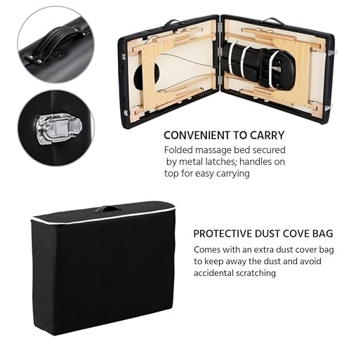 Yaheetech Massage Table Portable Lash Beds Spa Bed Massage Couch Foldable Spa Tables Adjustable 2 Fold with Non-Woven Bag 24 inch, Black - Image 8