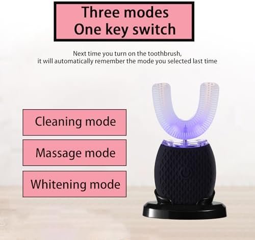Ultrasonic Toothbrush for Adults - Automatic Electric Toothbrush with Soft Bristles & 30s Timer Rechargeable Portable Design with Wireless Charging Waterproof & Washable for Travel & Home Use (Black) - Image 5