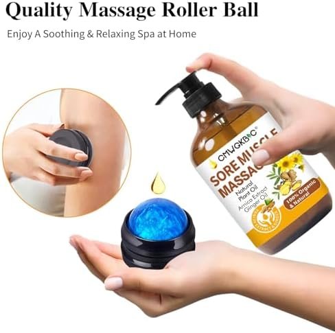 Massage Oil for Massage Therapy,Lymphatic Drainage-Ginger Oil Sore Muscle Arnica Oil &Lavender Oil Relaxing Massage Oils for Date Night,Massage Ball,Christmas Gifts for Men,Stocking Stuffers for Women - Image 6