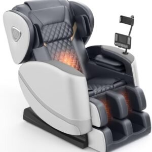 2025 Massage Chair Full Body, Zero Gravity Massage Chair with 10 Fix Rollers, Heating, Foot Massage, Auto Modes, Bluetooth Speaker, Touch Screen Controller (Light Gray)